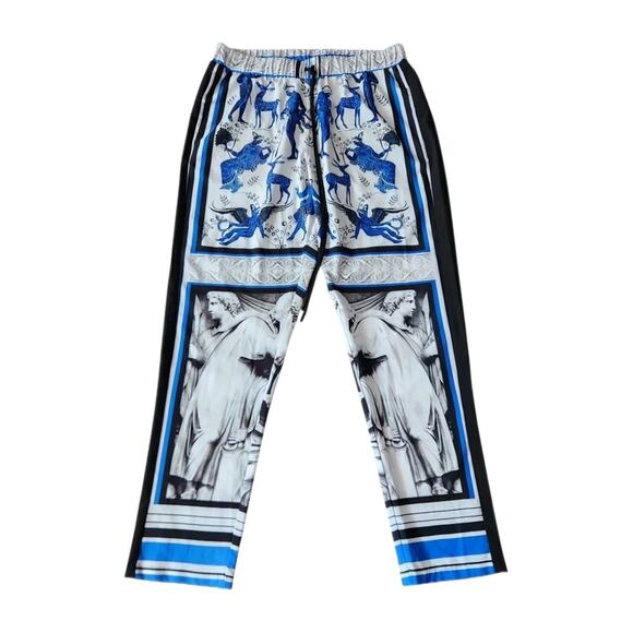 Clover Canyon Pants - Clover Canyon Greek Mythology All Over Print Straight-Leg Pull-On Pants Size XS